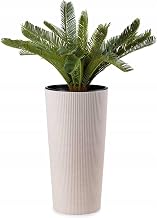 Large Tall 57cm Plant Pot with Plant Pot Diameter 30cm Beige Large Plastic Plant Pot for Living Room Garden Patio Decoration