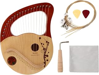 TOYANDONA 21-string Portable Lyre Harp Solid Wood Body Ancient Style Harp Music Instrument for Adults Travel and Small Instrument Use