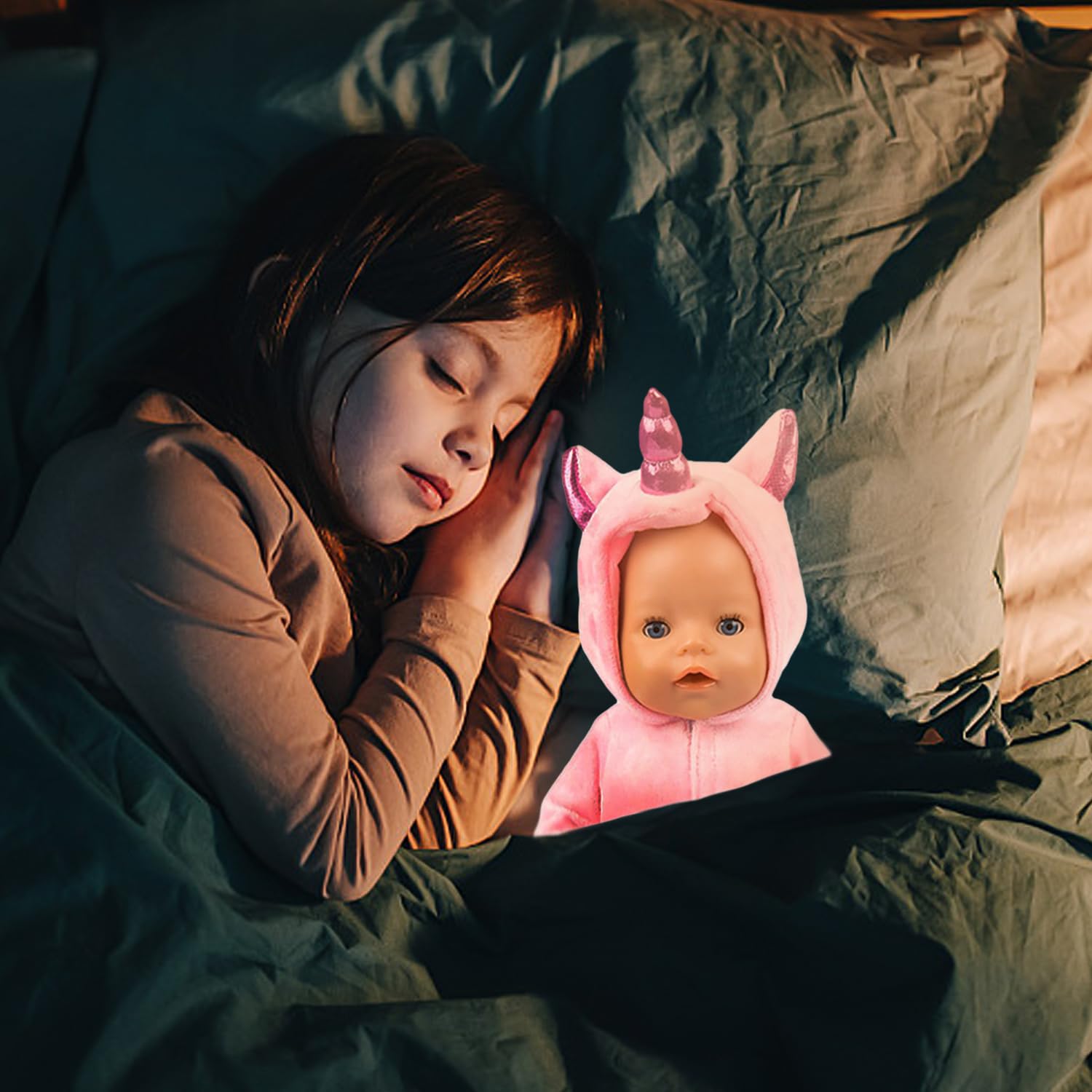 OAAO 1 Pink Doll Clothes And Shoes Set, 1 Clothes Hanger With Ears And Horns, Winter Onesie, Baby Clothing Accessories - Image 3