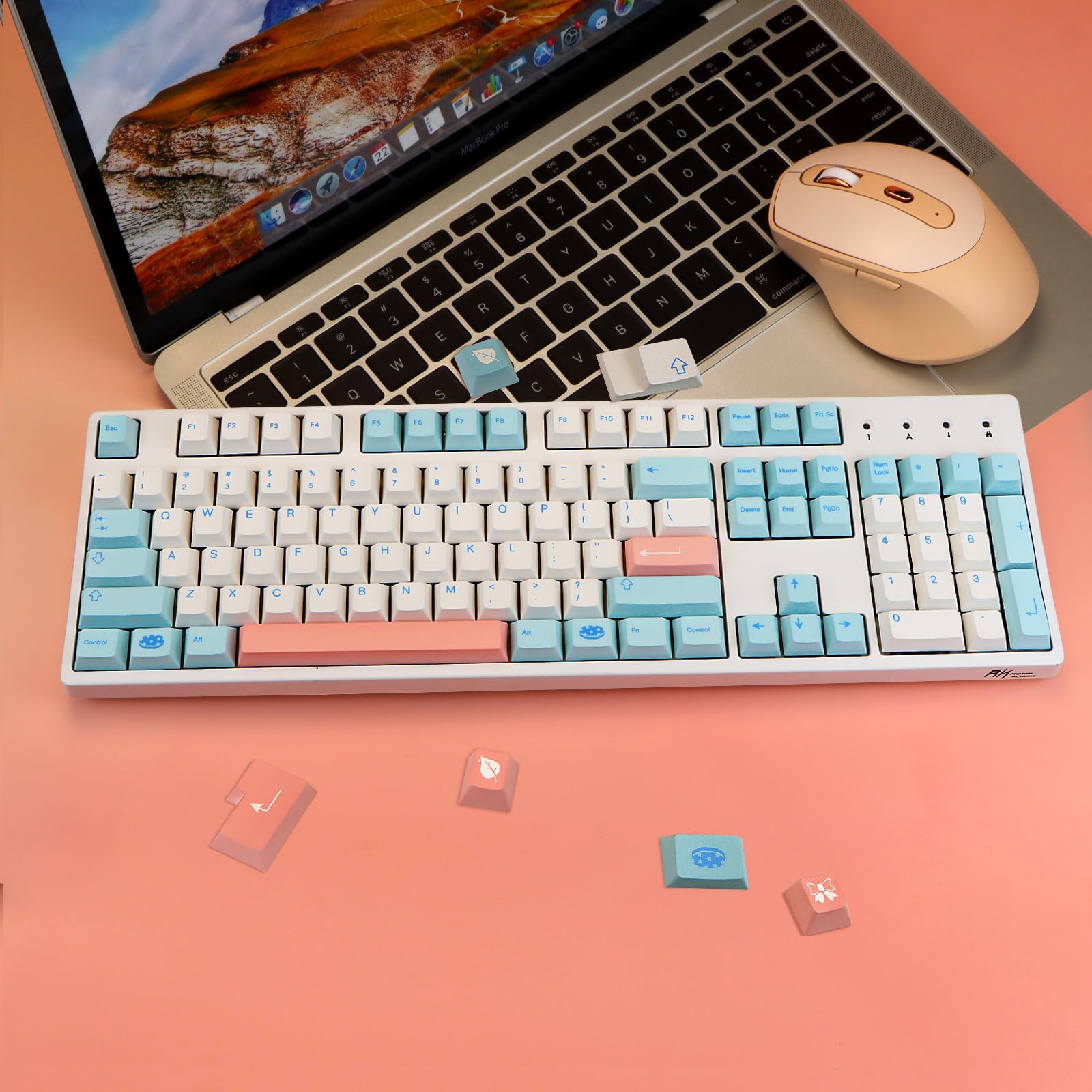 MOLGRIA Noel GMK PBT Cherry Profile Keycaps - Sublimation avec Suppléments UK, DE, IT, FR, ES pour Interrupteur MX - Disposition ISO/ANSI (FR ISO)