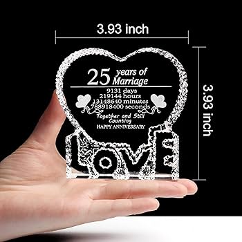 Amazon.com: ZHSHWAT 25th Anniversary Crystal Heart Sculpture