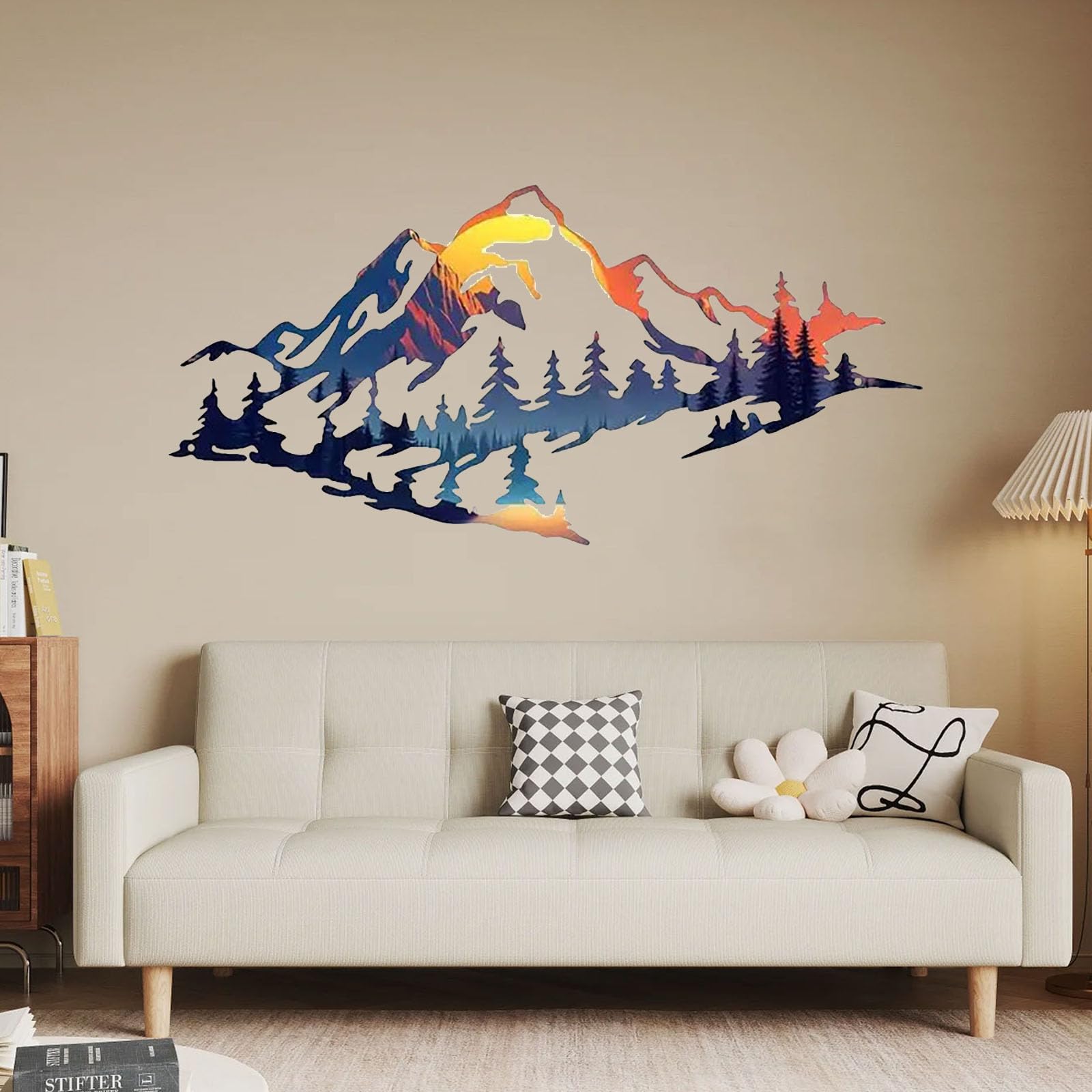 PVYGDXYI Metal Mountain Landscape Wall Art, Hanging Hollow Landscape Hanging Painting, Rust Resistant Iron Art Wall Decor for Indoor Home, Bedroom, Living Room, Office