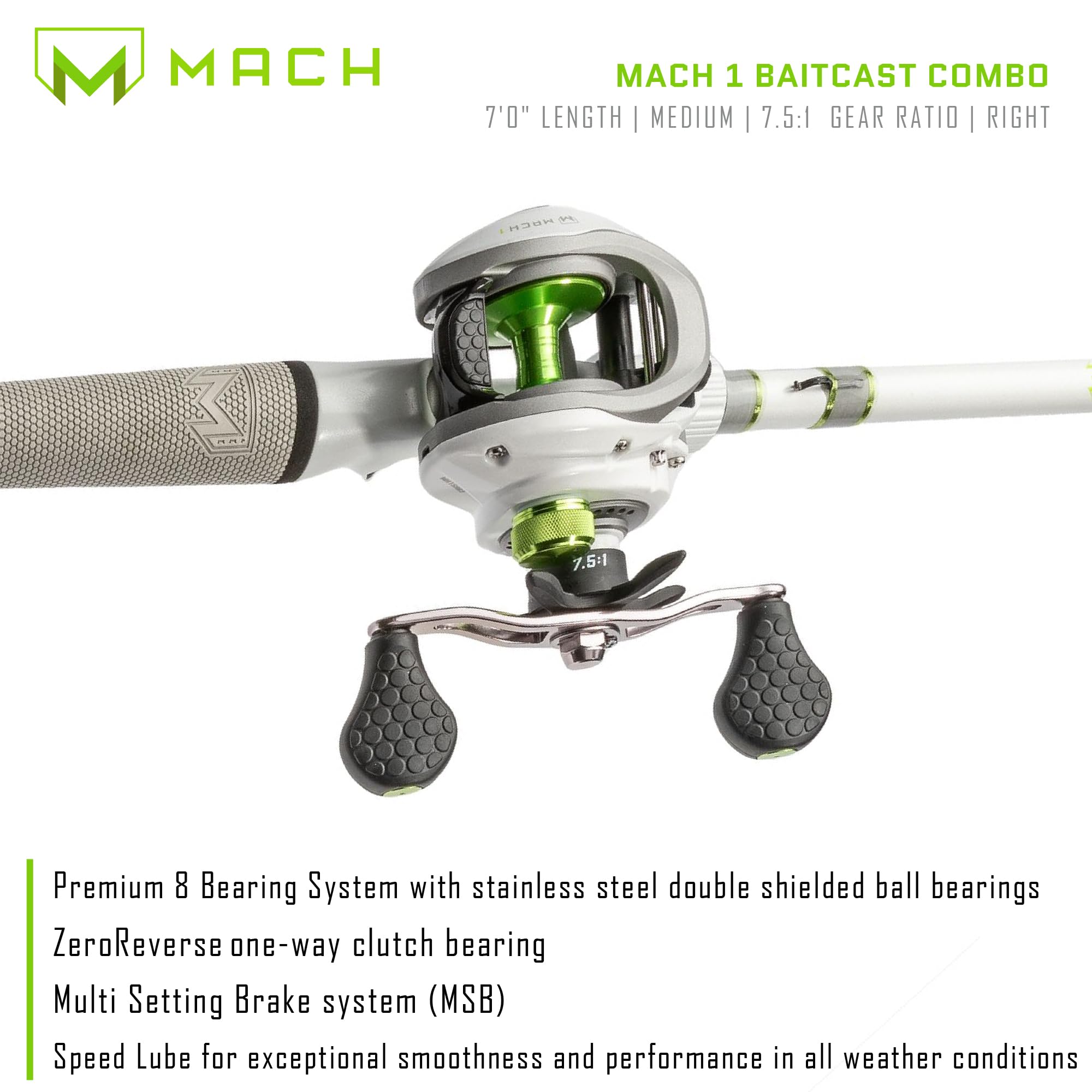 Lew's MACH 1 Baitcast Reel and Fishing Rod Combo, 7-ft, Right-Hand Retrieve
