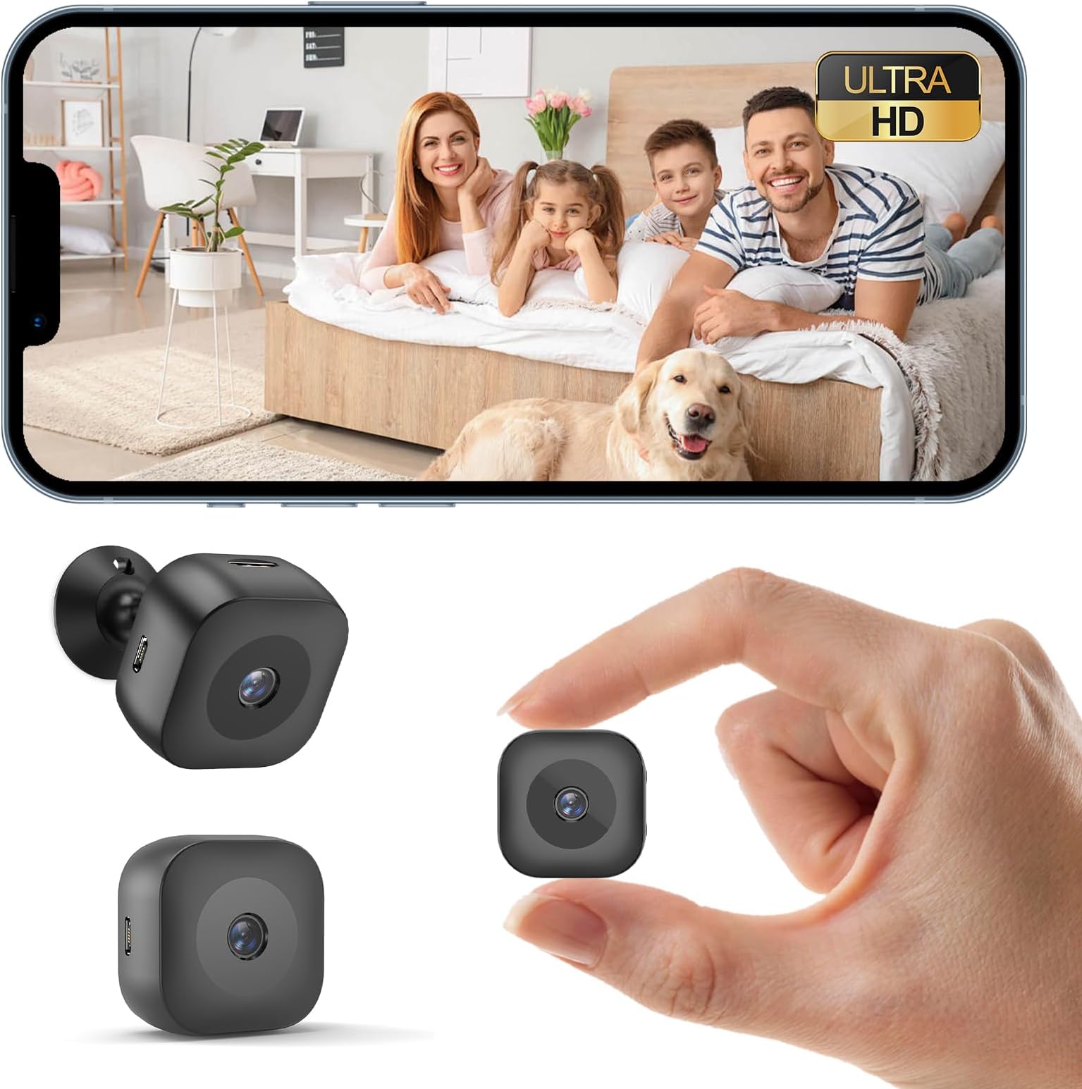 Mini Camera,Security Camera & HD Surveillance Cam,Wireless Rechargeable Indoor Camera with SD Storage & Night Vision Compact Indoor Cameras Wireless for Easy Placement,Motion Detection for Indoors