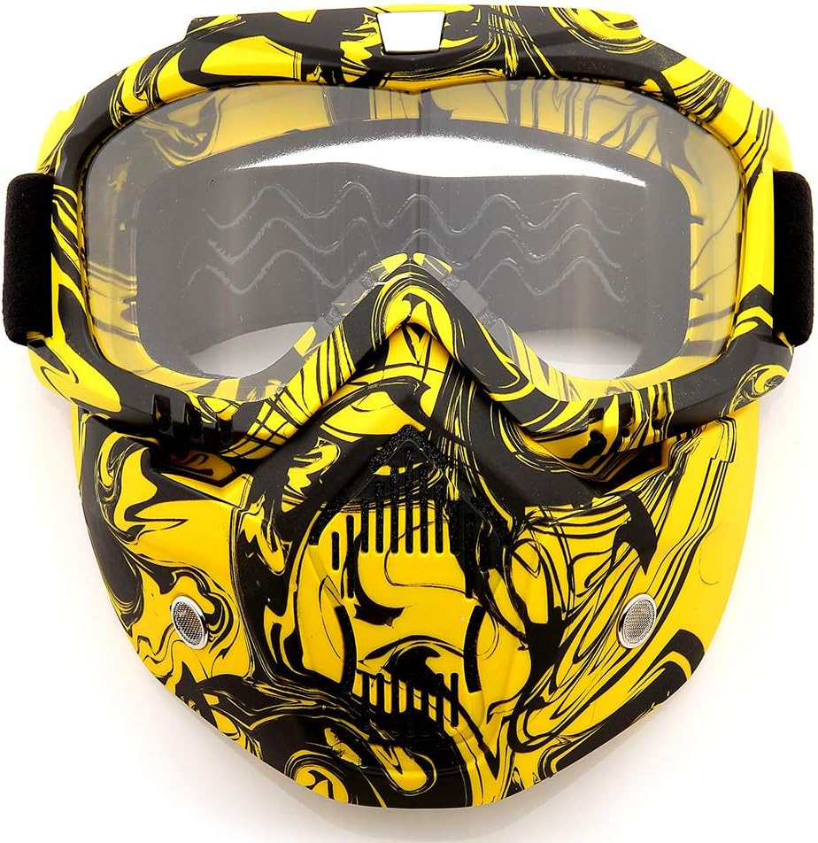SPOSUNEMotorcycle Goggles Paintball Mask, Detachable Face Mask ATV Goggles, Dirt Bike Goggles Safety Ggoggles for Men Women