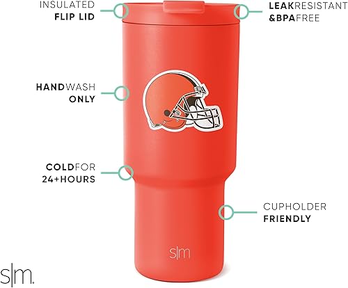 Miniatura 18 de Simple Modern, Colección Trek - Vaso térmico de acero inoxidable de 30 oz con tapa abatible y pajillas con licencia oficial de la NFL, regalos
