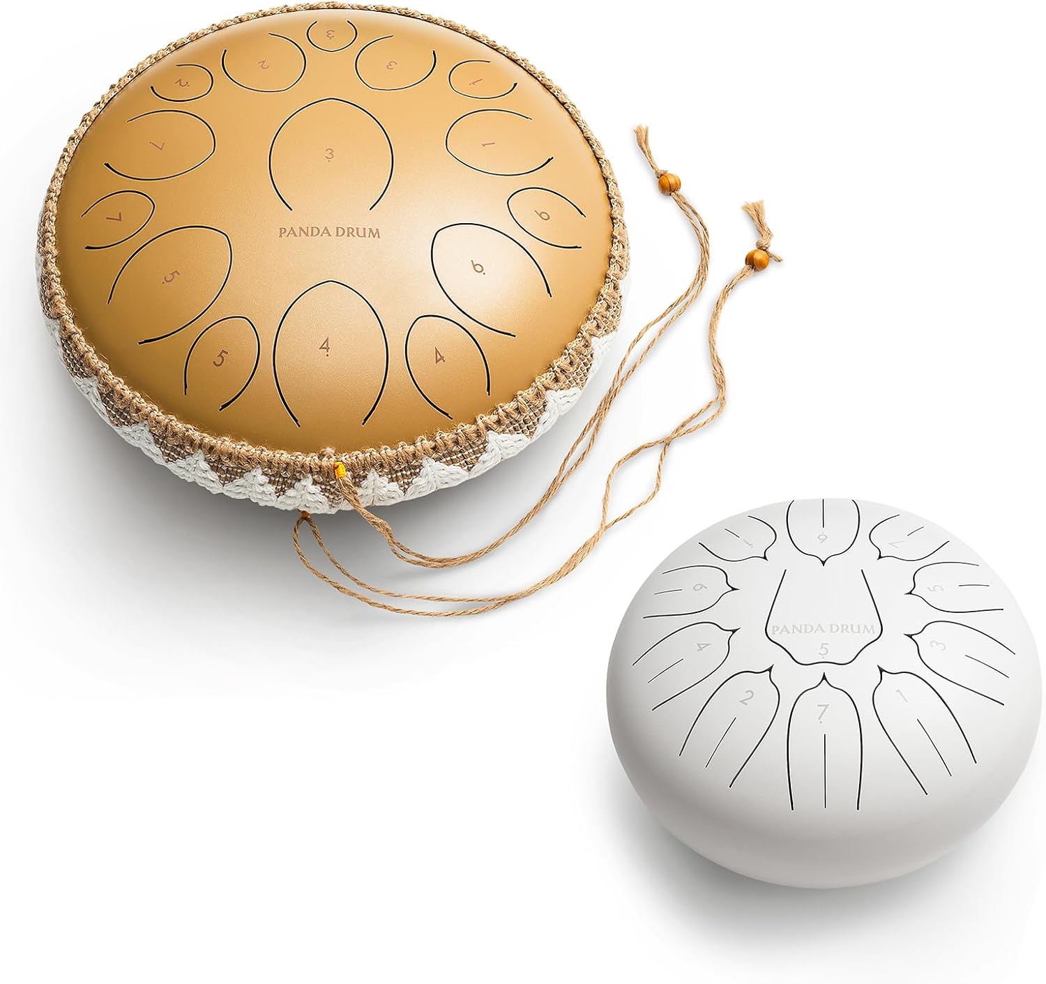Panda Drum Pro (Sandstone) + Plus (White) | 432 Hz Steel Tongue Drums