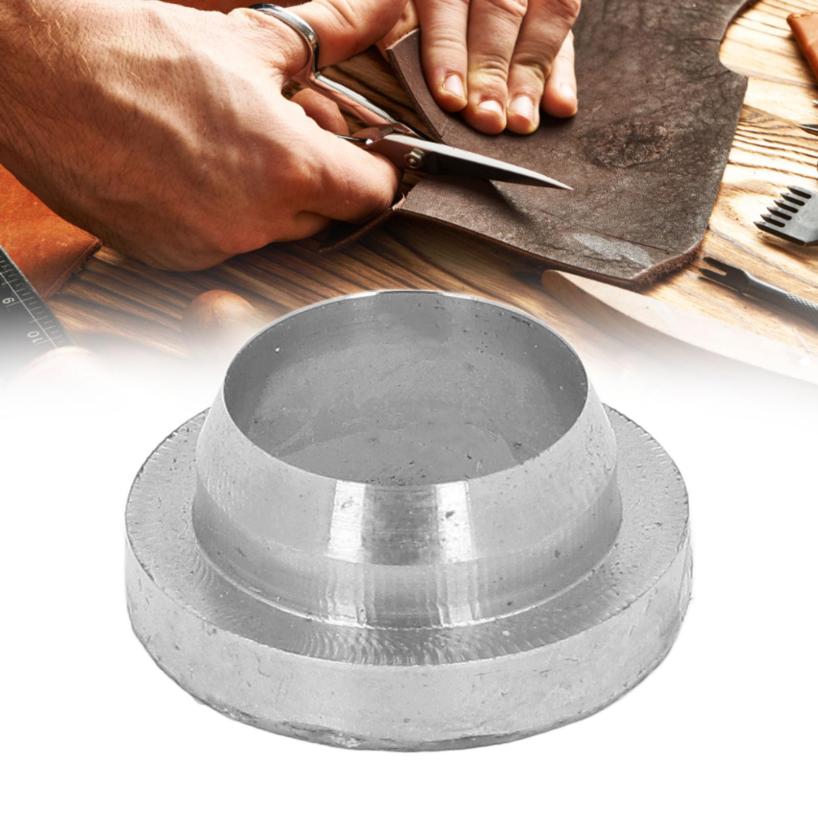 Fustella per Pelle, Diametro 14,5 Mm, Forma Rotonda, Stampi per Punzonatura Manuale, Strumenti Artigianali Fai da Te in Acciaio Legato