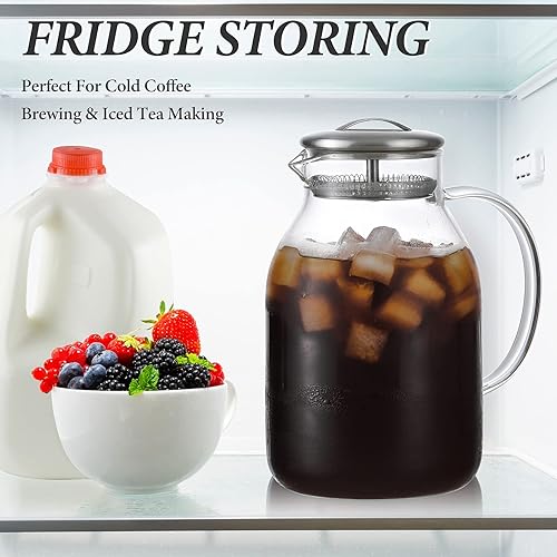 Miniatura 5 de Jarra de vidrio Hiware de 68 onzas con tapa y boquilla alta resistencia al calor para estufa para agua caliente fría y té helado