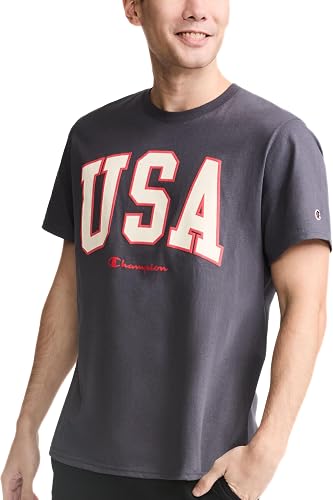 Champion Men's Classic Graphic T-Shirt, USA Block Logo, Nine Iron, Small