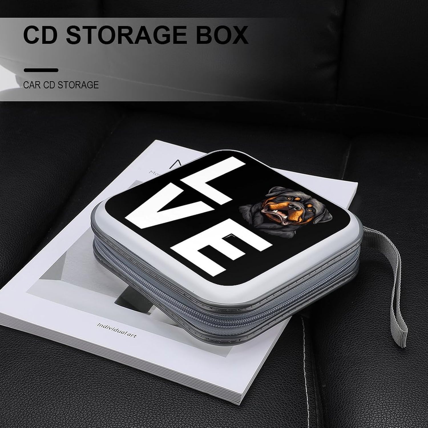I Love Rottweiler Dog CD Cases DVD Holder Storage Box Plastic Protection Case for Car Home Office Travel image 5