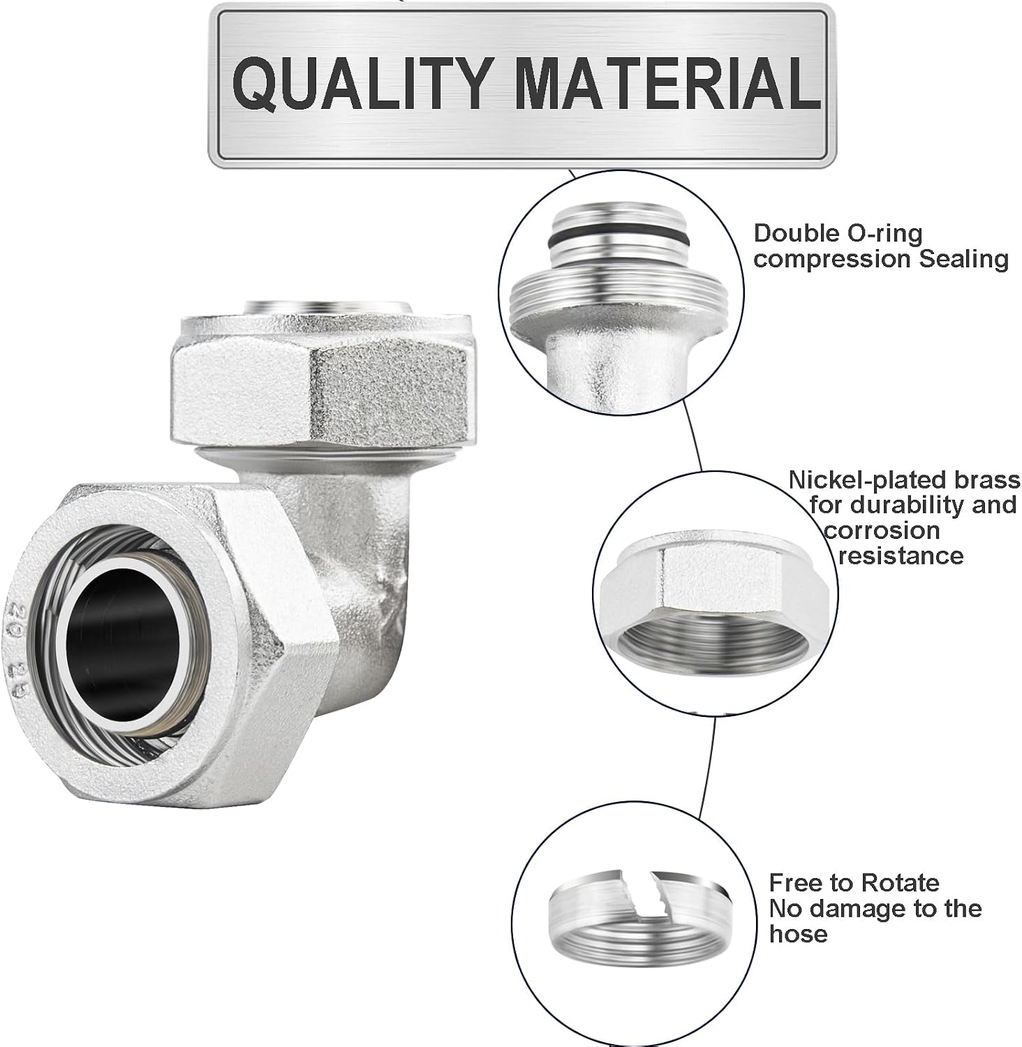 Jingzan 2PCS 3/4" Elbow Air Piping Fittings, Brass-Nickel Plated 3/4" Equal Elbow Air Tubing Fittings Compatible with Maxline Shop Garage Compressed Air lineTube System Kit