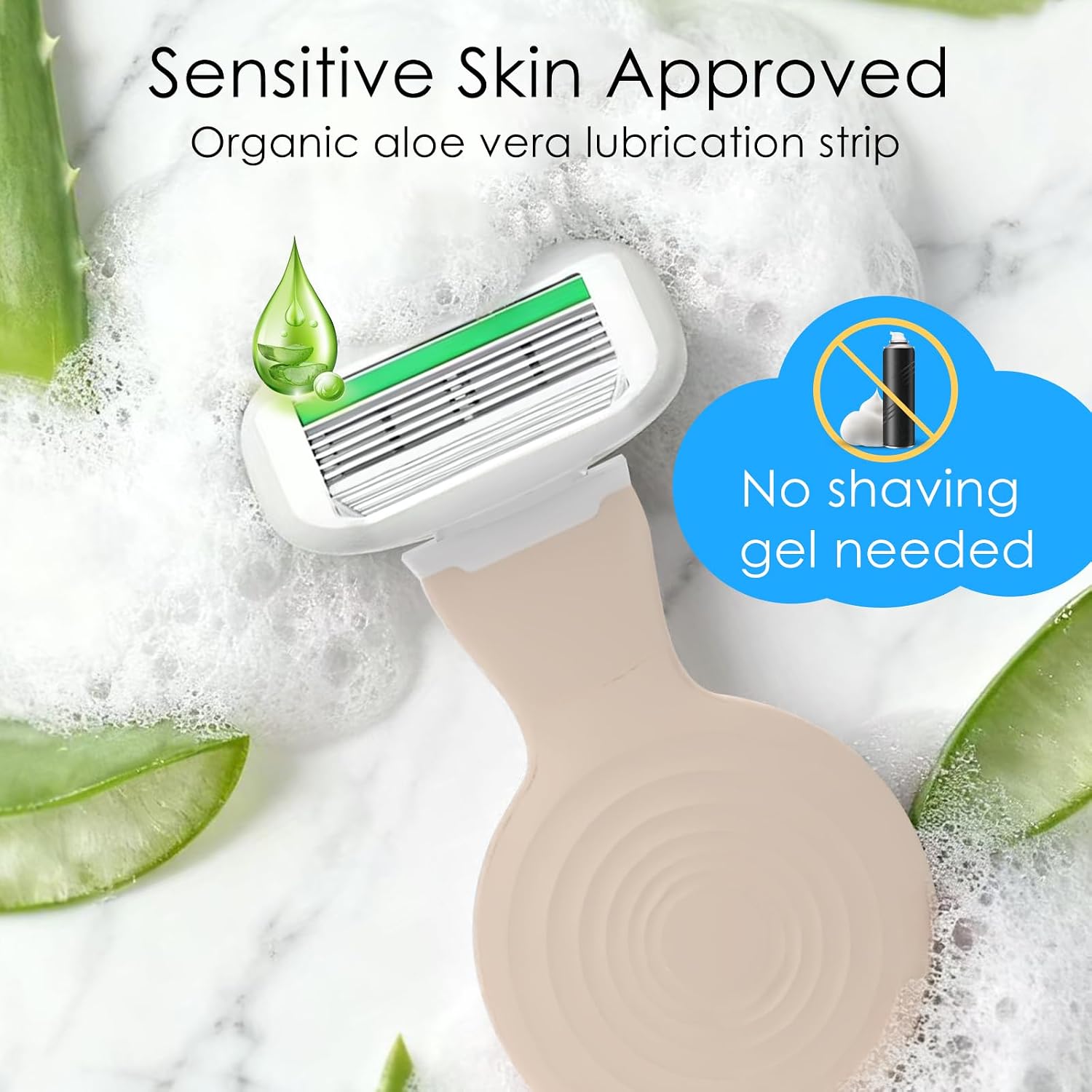 Travel Razors for Women, Travel Essentials Razor Kit, Tsa Approved | Travel Size Toiletries, 5-Blade Womens Razors for Shaving, Extra Smooth Shave, 1 Mini Handle with 3 Refills & 1 Case, Beige
