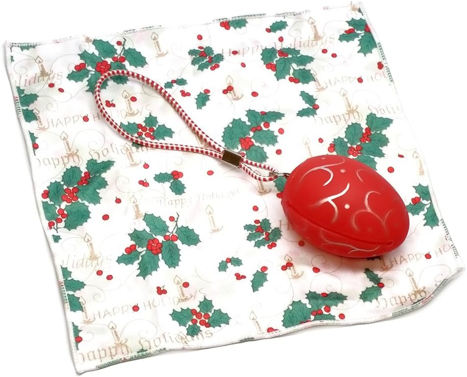Holiday Christmas Theme Cleaning Cloth, Christmas Egg with Cloth (Red)