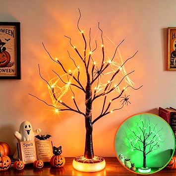 Halloween Tree Halloween Decorations Indoor Lighted Black Spooky Tree Lamp