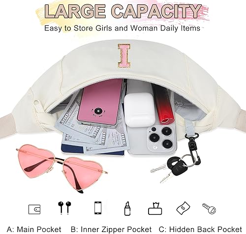 Miniatura 49 de MAXTOP - Cangurera cruzada grande con 4 bolsillos con cremallera, ideal para eventos deportivos, festivales, entrenamiento, viajes, correr y uso