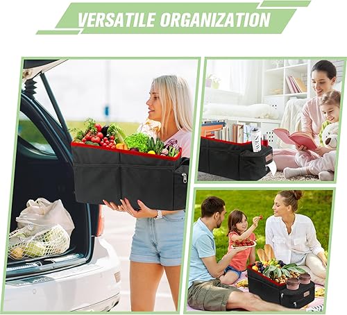 Miniatura 9 de FUNNy elf Organizador de asiento de automóvil, organizador de asiento de pasajero, almacenamiento plegable para automóvil con particiones y 4