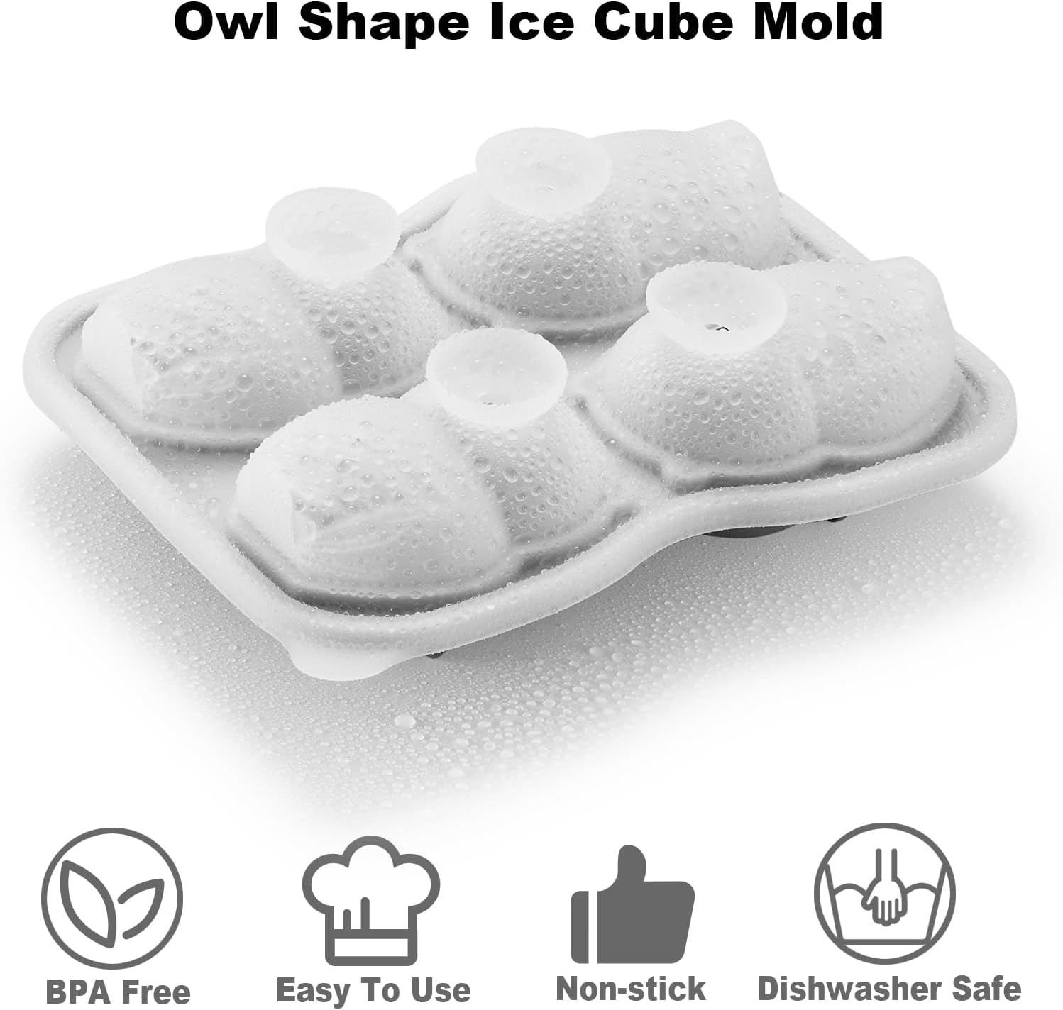 Nax Caki 3D Owl Ice Cube Mold Fun Shapes, Hedwig Owl Gifts for Women & Harry-Potters Movie Lovers, Cute Large Craft Ice Mold, Big Cat Ice Cube Trays for Whiskey Cocktails Bourbon