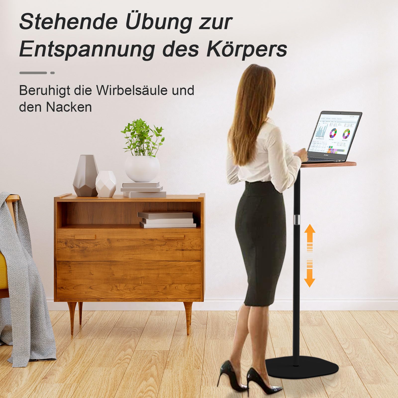 Stehpult Höhenverstellbar Schreibtisch, 46-120cm Adjustable Rednerpult | Verstellbares Mobile Stehpult, für Laptop, Projektor Büro Studie Arbeit Laptoptisch Höhenverstellbar-Schwarz