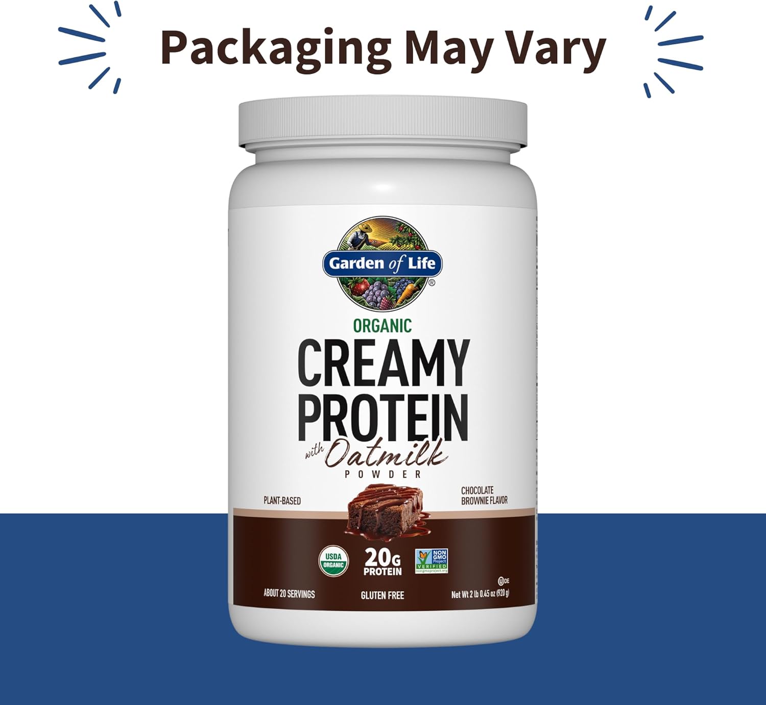 Garden of Life Creamy Organic Vegan Protein Powder + OatMilk, 20g Complete Plant Based Protein, Coconut Water, MCTs, Sprouted Grains, Prebiotics, Probiotics – Gluten-Free, Chocolate Brownie, 2 LBS