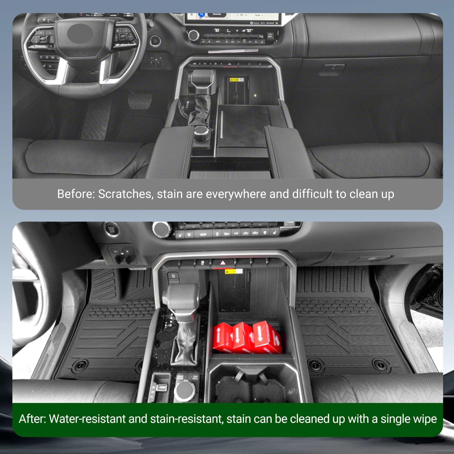 xipoqix 5.5FT Floor Mats Bed Mat Compatible with 2022-2026 Toyota Tundra Double Cab Bed Liner Truck Bed Mat Replacement for 2022-2026 Toyota Tundra Accessories (3-Fold 5.5FT Truck Bed Mat+Floor Mats)