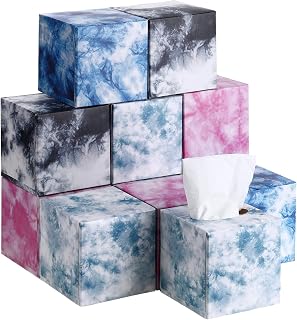 24 Pcs Square Tissues Cube Box Travel Tissue Box with 50 Counts Soft Facial Tissues Pocket Tissues Car Tissue Holder for Car Toilet Household (Smart Marble Style)