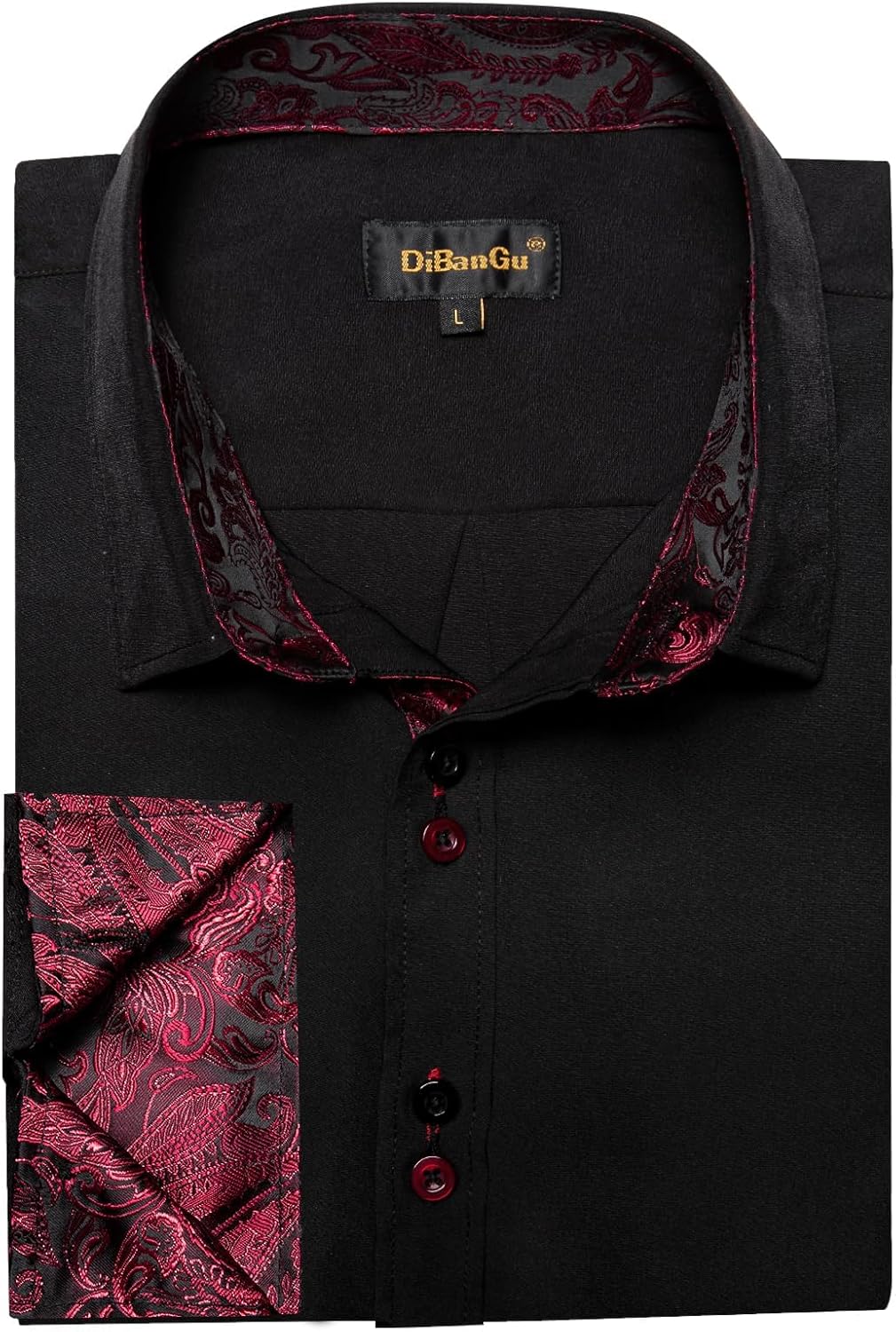 DiBanGu Men's Dress Shirt Long Sleeve Casual Button Down Shirts Regular Fit Inner Contrast Shirt for Business Party - Image 5