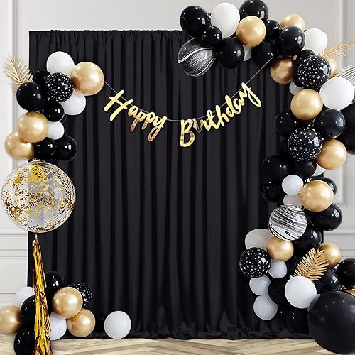 Miniatura 3 de Cortina de fondo negro de 10 x 10 pies para fiestas, sin arrugas, telón de fondo negro para Año Nuevo, fondo negro para el día de San Valentín,