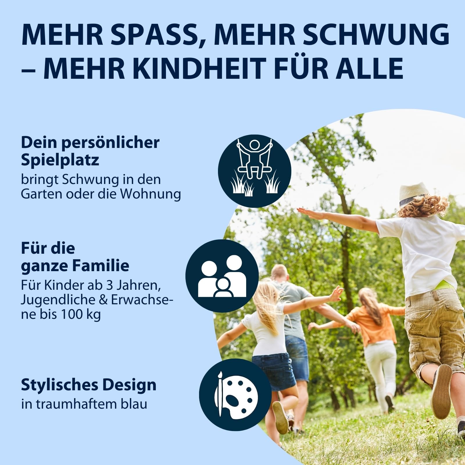 HUDORA Nestschaukel 90 - Kunststoff-Nestschaukel für bis zu 100kg - Hängeschaukel mit 90cm Durchmesser für drinnen & draußen - Höhenverstellbare Familienschaukel für Kinder & Erwachsene