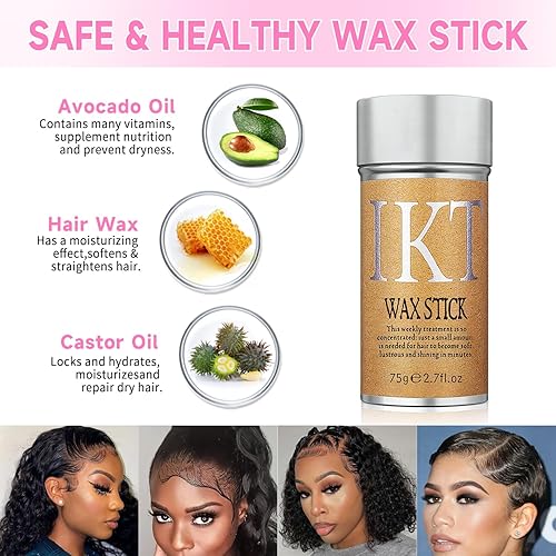 Miniatura 8 de Barra de cera para el cabello, juego de peinado de espalda lisa para soplos y pelucas, 4 peines cepillo de borde, cola de rata para separación,