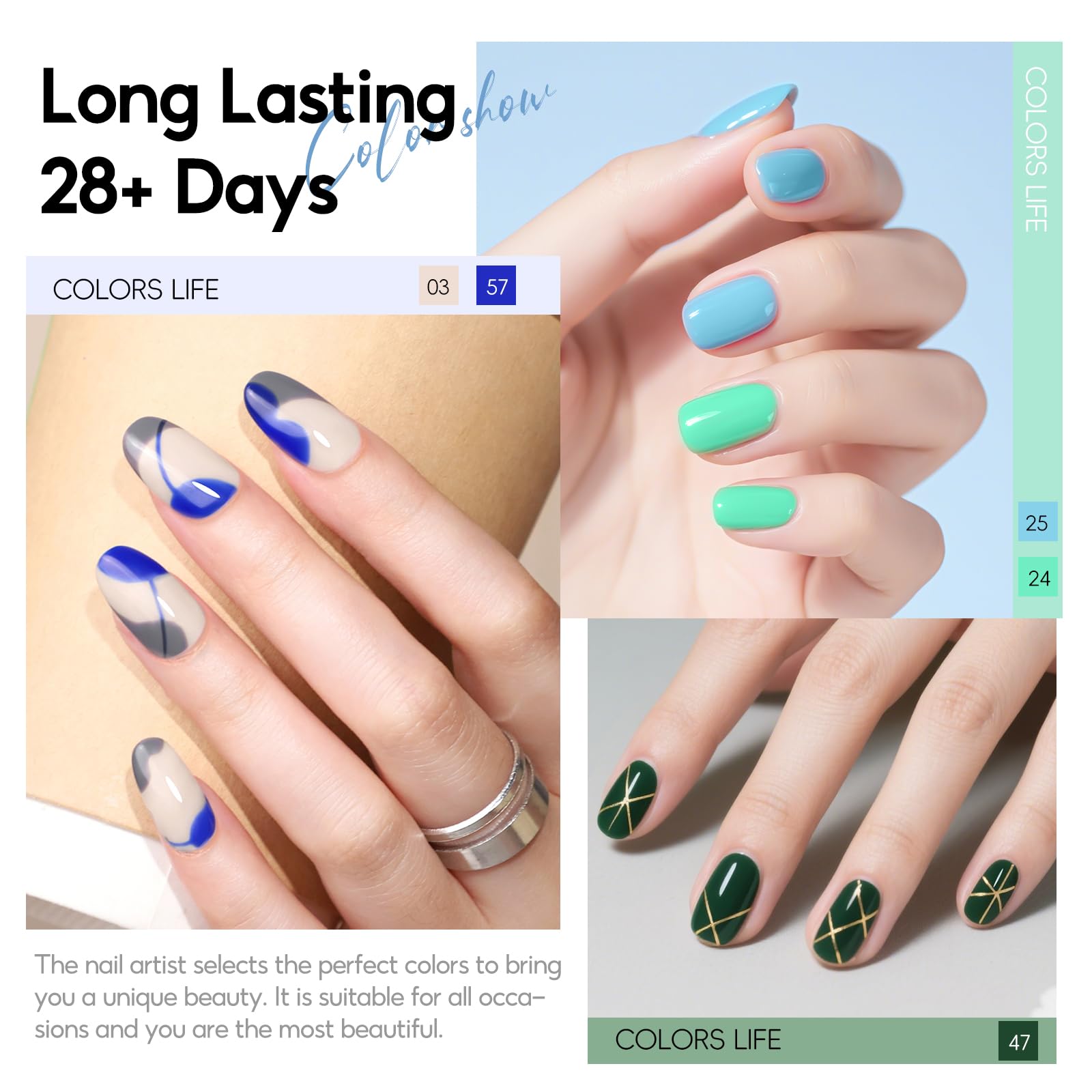 PEACECOLOR Zestaw 40 żeli UV: 35 kolorów + baza i top coat (biały, czarny, różowy, niebieski, czerwony). Świetny prezent dla dziewczynek