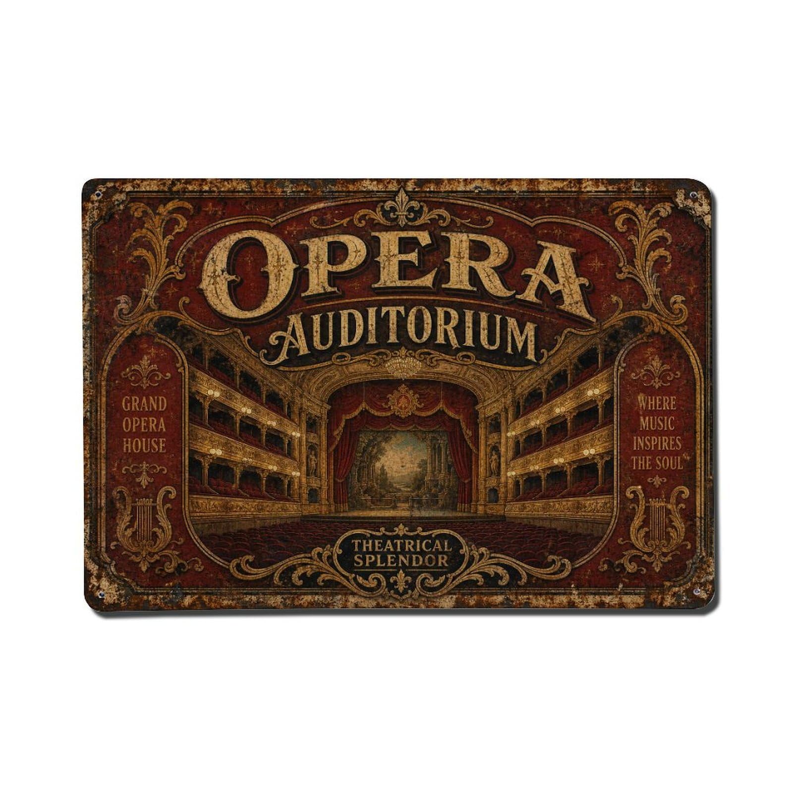 Vintage Travel Grand Opera House Belfast Interior Theatre Metal Tin Sign