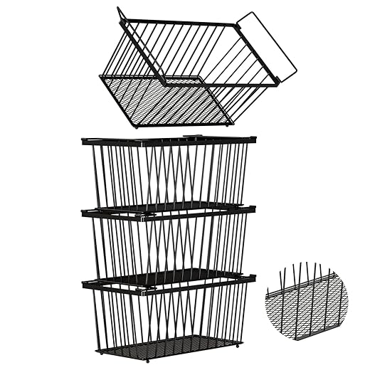Enhanced Leak-Proof Bottom - Freezer Organizer Bins ，4 Pack Stackable Deep Freezer Organizer Bins for 7 Cu.FT Small Chest Freezer，organization and storage，pantry organizers(4 Pack-black)