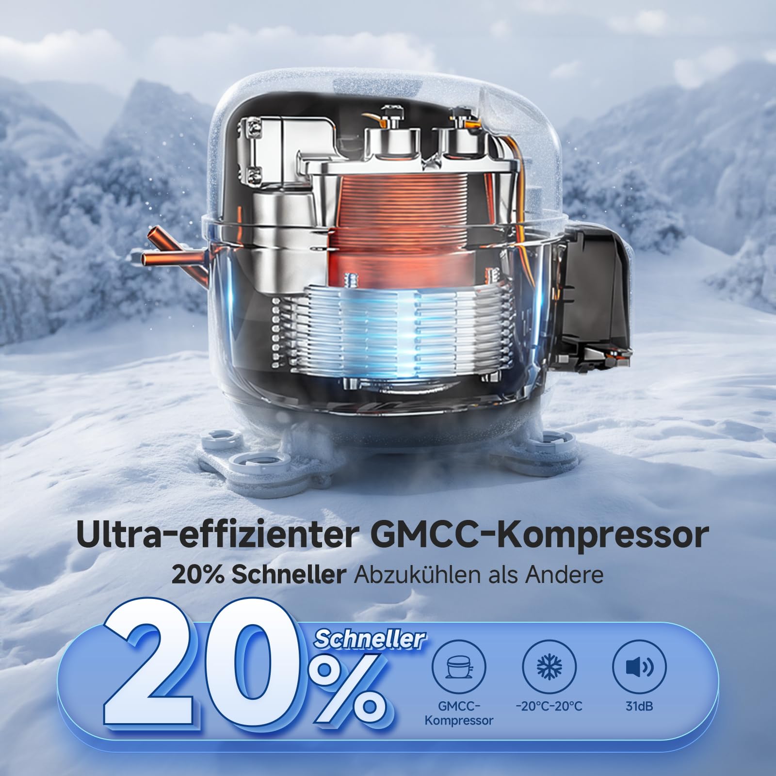 AAOBOSI Kompressor Kühlbox 25L IPX4 Wasserdicht, Innenbeleuchtung, 12V 230V | IPX4 wasserdicht, Kompressor-Kühlbox -20°C bis 20°C, LED Display, 12V 24V 230V AC, für Auto LKW Boot Camping