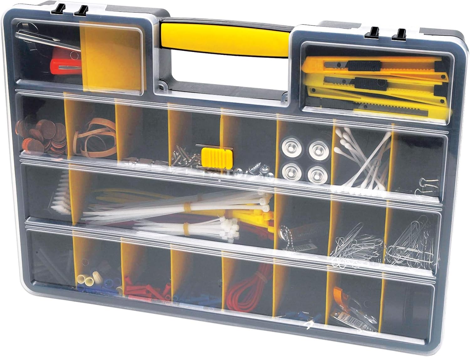 Performance Tool W54037 26 Adjustable Compartment Hardware Organizer Box With Dividers - Durable Plastic Screw Organizer For Nuts, Bolts, Screws, Nails, and Small Hardware - Image 3