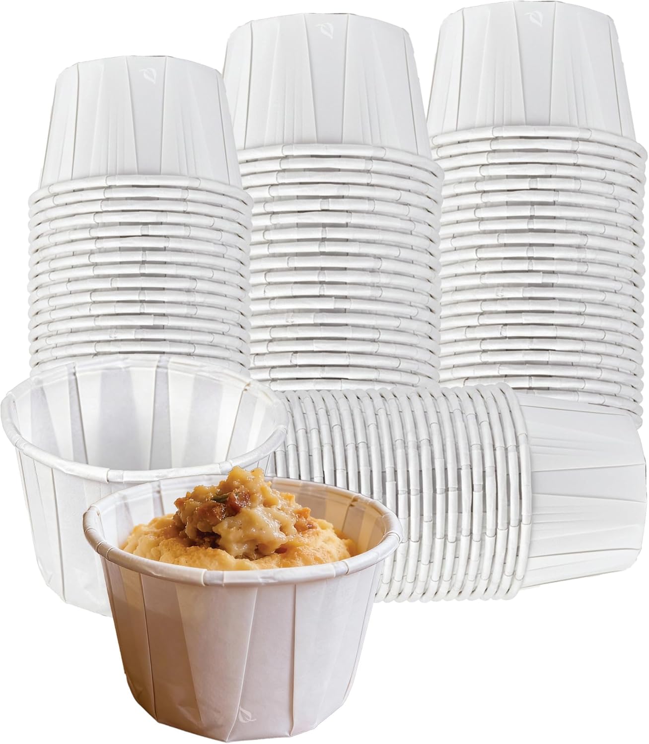 EcoQuality 1 oz Disposable White Paper Souffle Portion Cup with Rolled Rim - Condiments, Sauces, Samples Portion Control Cup - For Restaurants, Catering, Parties & Home Use (1000)