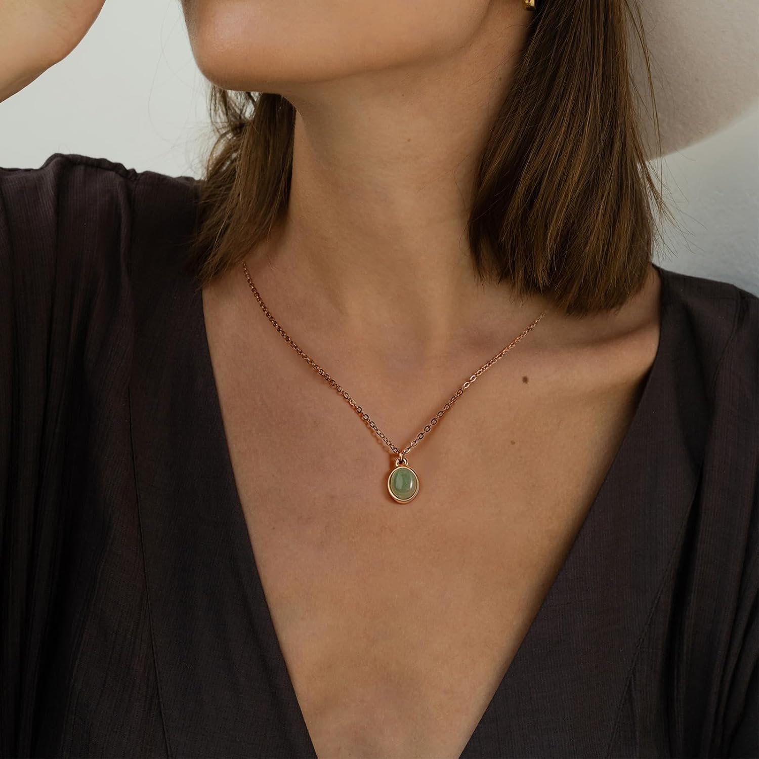 Jade Pendant Necklace for Women – 14K Gold Plated Classic Green Necklace with Oval Jade Jewelry Stone, Elegant Jade Jewelry for Everyday Sophistication - Image 6