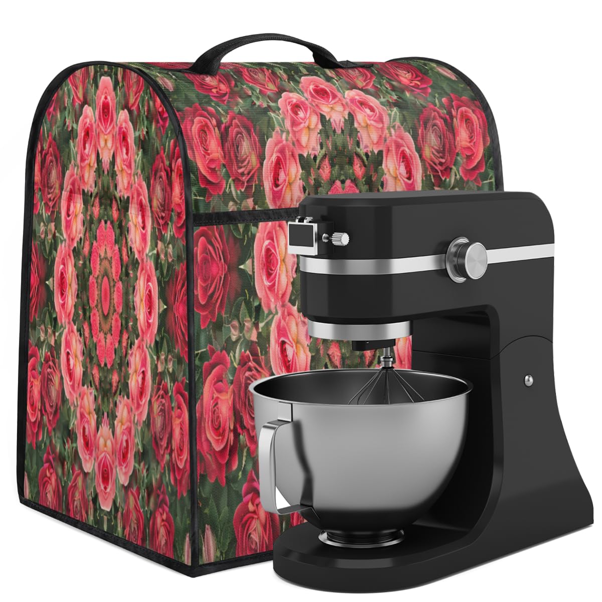 Coffee Maker Cover Mandala Rose Flower Kitchen Appliance Covers Small Appliance Covers Blender Cover Juicer Cover Dust Covers for Kitchen Appliances with Top Handle and Pockets,Washable,B330