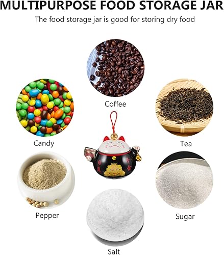 Miniatura 4 de Recipiente de té japonés de lata de cerámica suelto para té, tarro de almacenamiento de té hecho a mano, portátil, maneki fengshui, decoración