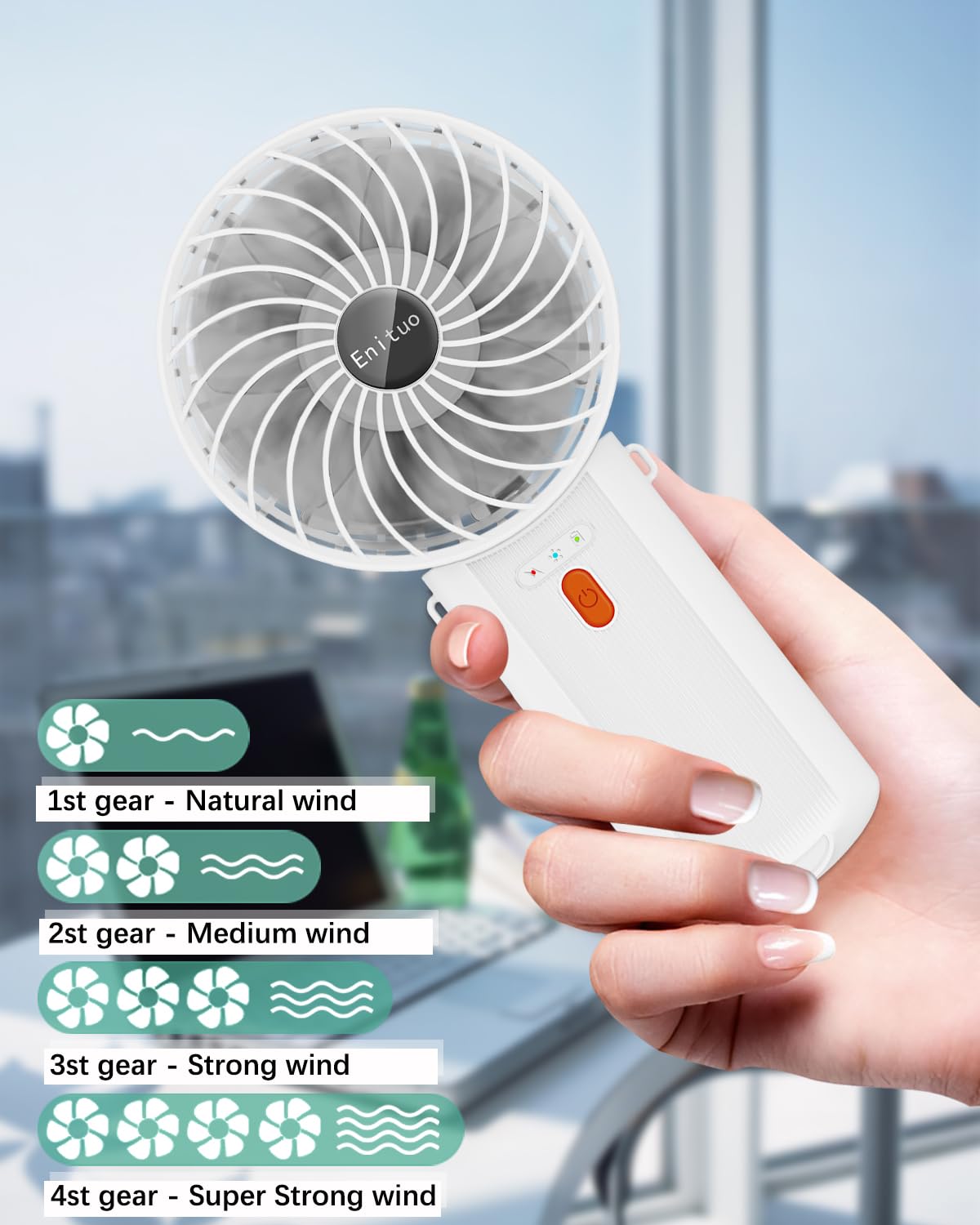 Portable Fan Handheld Fan with Neck Lanyard, Battery Operated Electric Powered USB Rechargeable Fans, 6-15H Cooling - Image 2