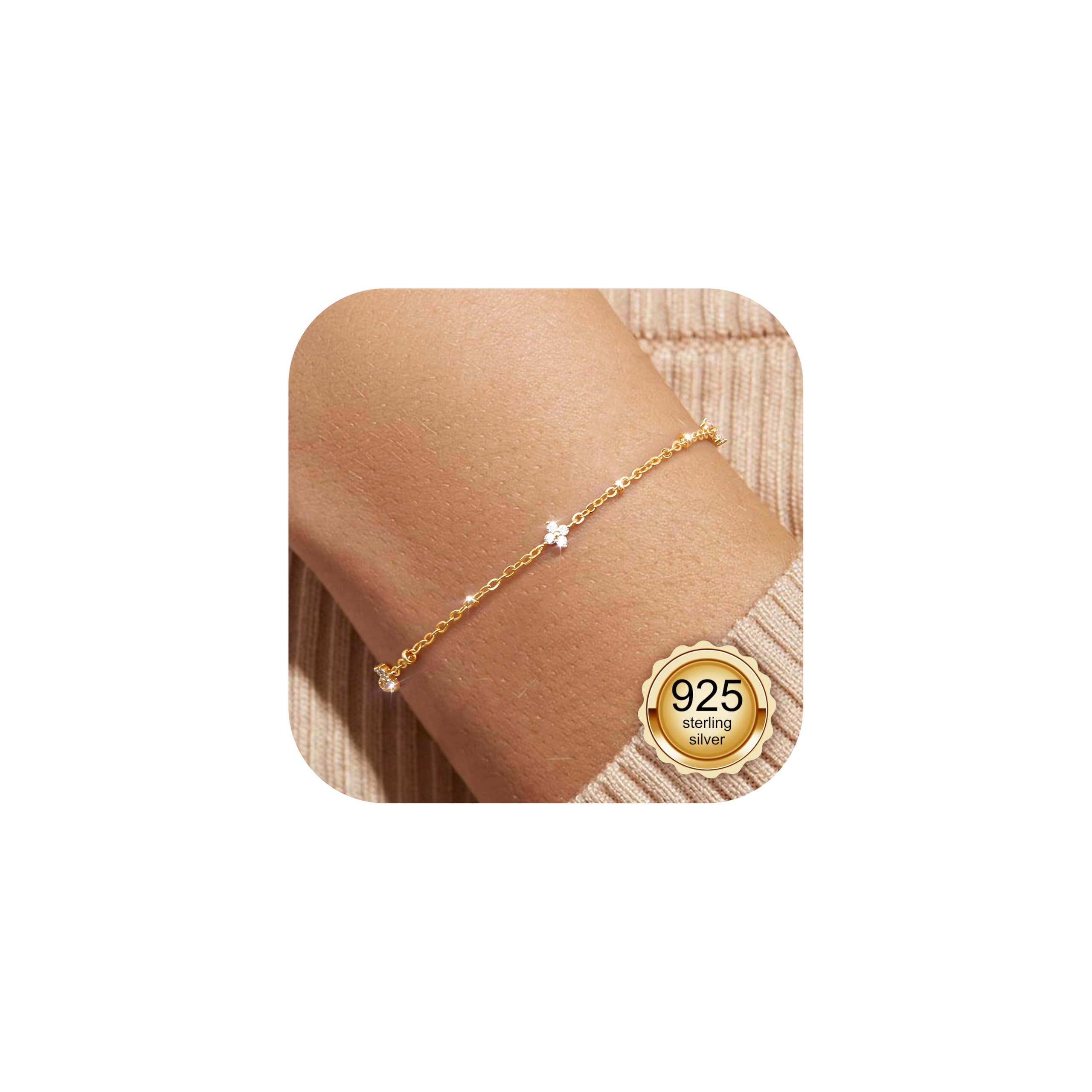 LOLIAS Pulsera Mujer Plata/Oro/Oro Rosa Ajustable Trebol Charms Bracelet Regalo Joyas de Mujer Niña