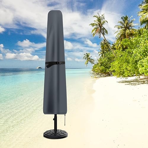 Miniatura 13 de Cubierta para sombrilla de patio, fundas impermeables para sombrilla de 7 a 9 pies, para exteriores, con varilla de empuje, color azul