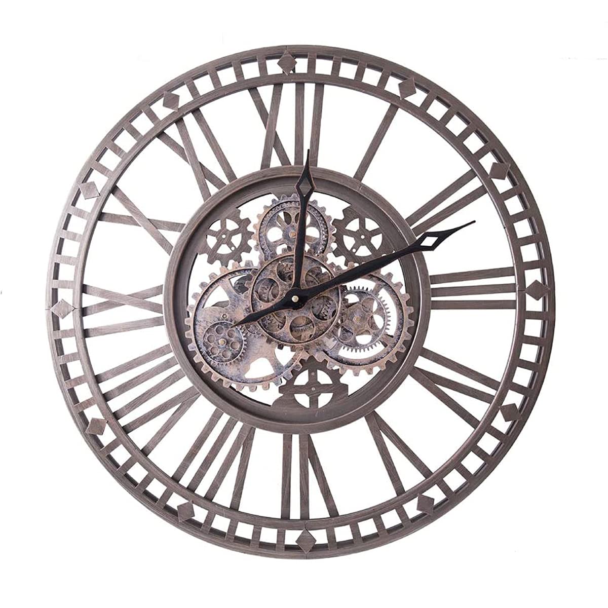GJXJY Reloj de pared con engranajes móviles, reloj de pared vintage de 60 cm de diámetro, metal grande, estilo industrial 3D, retro, reloj de pared artístico europeo para salón, cocina, dormitorio,