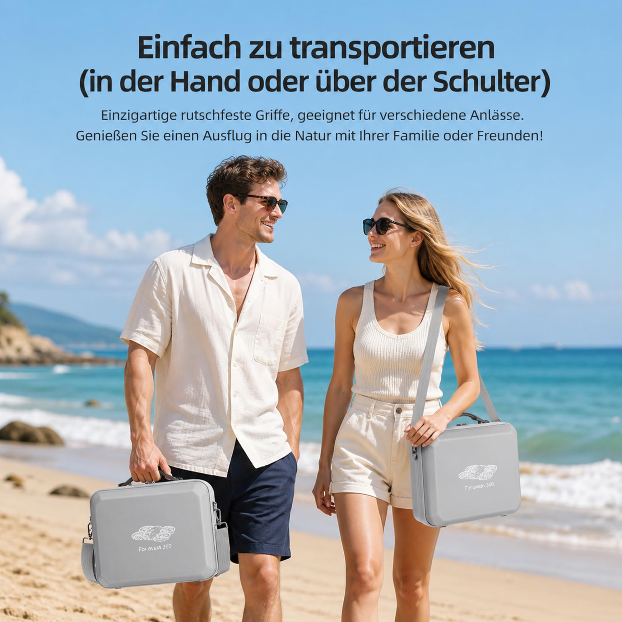 Tasche für DJI Avata 360 Fly More Combo – Koffer für Avata 360 Drohne, RC 2 Fernbedienung, 3 Akkus, Charging Hub und Propeller – wasserabweisend, stoßfest, mit Schultergurt