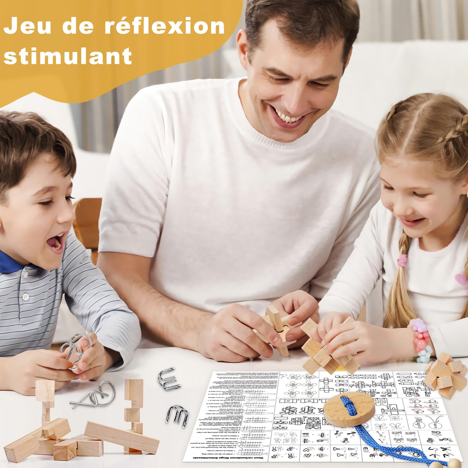 Calendrier de l'avent 2025 Casse Tete, Casse Tête en Bois et en Métal pour Cadeau Noël Enfant Adulte, Puzzle 3D pour Garçons Filles, 24 Jours de Surprise Calendrier du Compte à Rebours