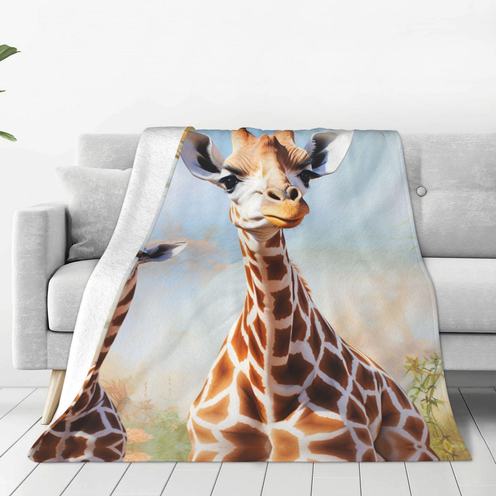 Couverture en micro polaire Lovely Girafe douce pour canapé et lit 152x127 cm
