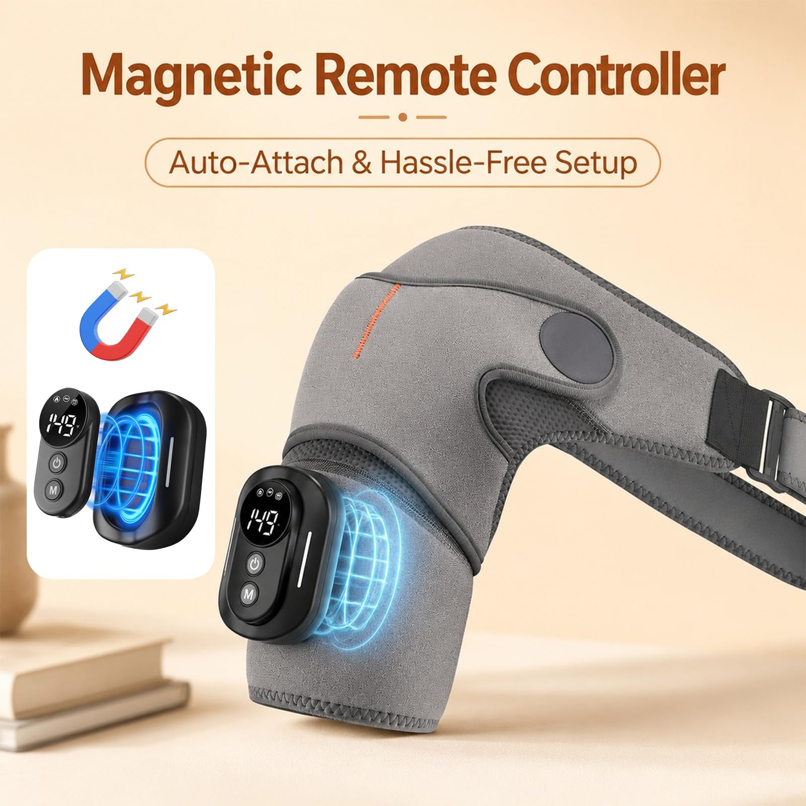 Masajeador de hombros y almohadilla térmica de hombro con masaje, dispositivo de masaje de hombros con calor, con 5 niveles de calentamiento y 5 modos de vibración, batería de 5000 mAh para un