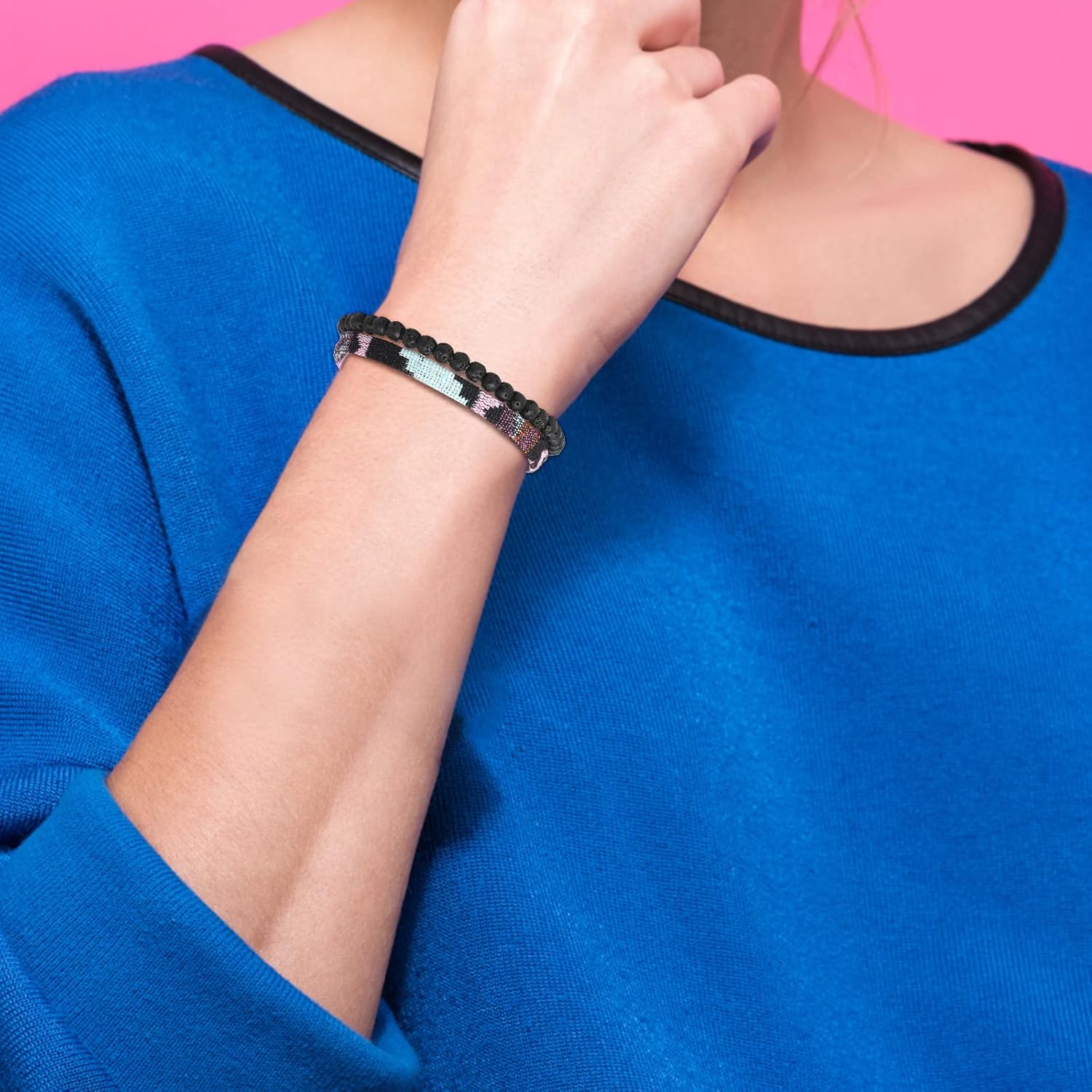 Bohemia Handmade Weave Bead Beach Festival Adjustable Bracelet Set of 2 Men Women Accessories Gas100b-1a (C, One Size) : Clothing, Shoes & Jewelry