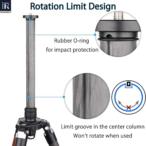 Miniatura 6 de Columna central de trípode INNOREL ER42C, 10 capas de fibra de carbono de 1.7 pulgadas1.669in tubo de extensión profesional de media columna solo se