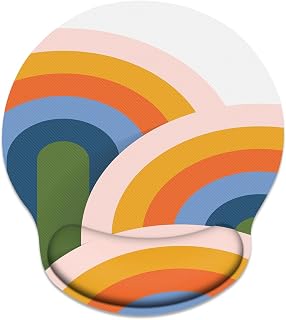 Britimes Ergonomic Mouse Pad with Wrist Support, Rainbow Abstract | Non-Slip Rubber Base Mousepad for Home Office Gaming Working Computers Laptop Easy Typing & Pain Relief